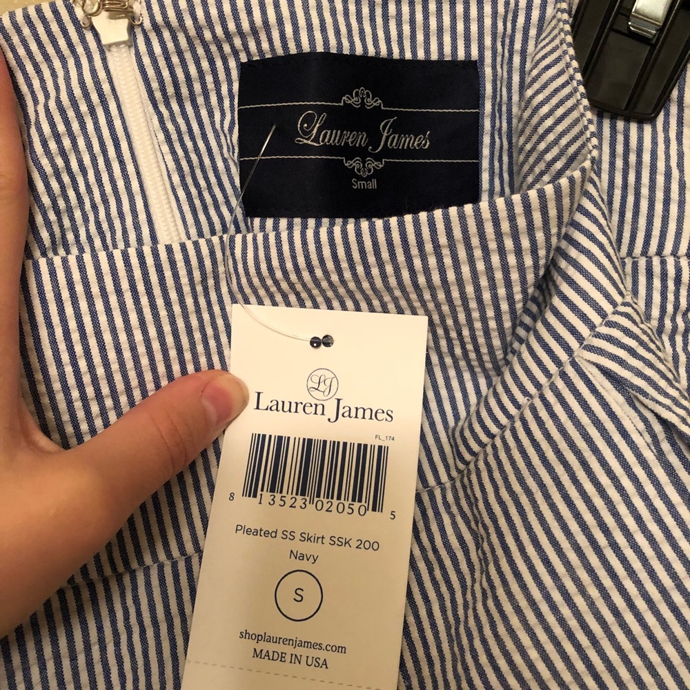 Lauren James blue seersucker skirt